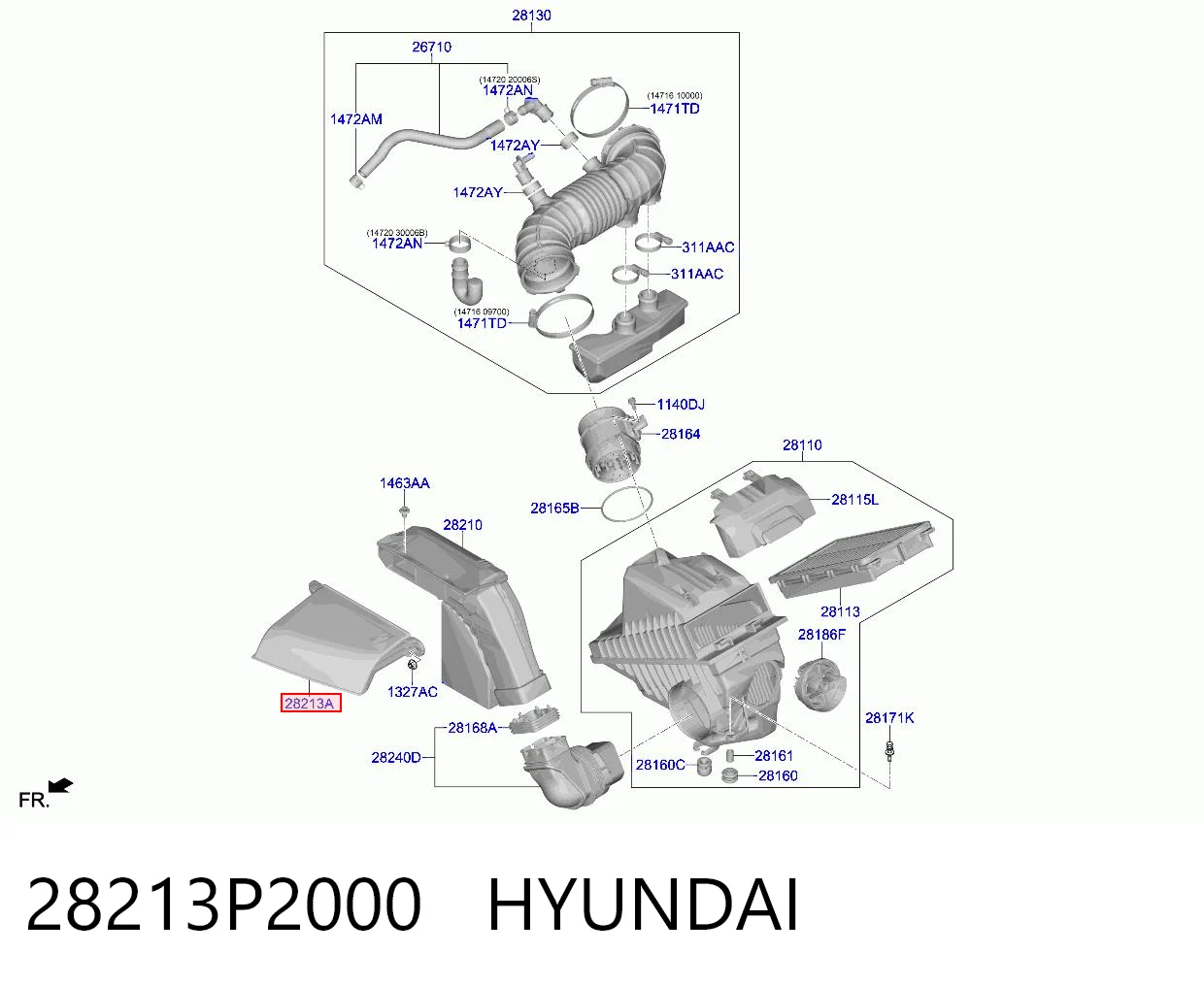 28213P2000 Hyundai/Kia Повітрозабірник повітряного фільтра