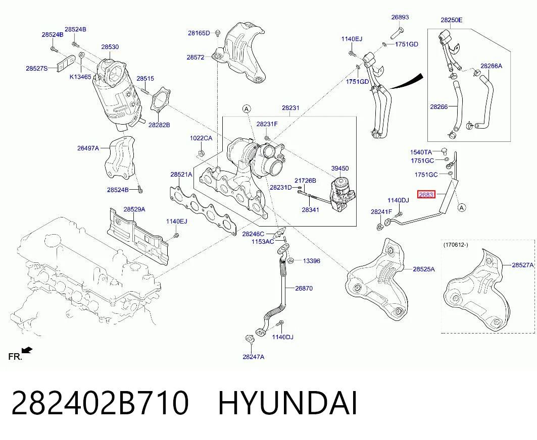 282402B710 Hyundai/Kia Трубка/шланг подачі масла до турбіни