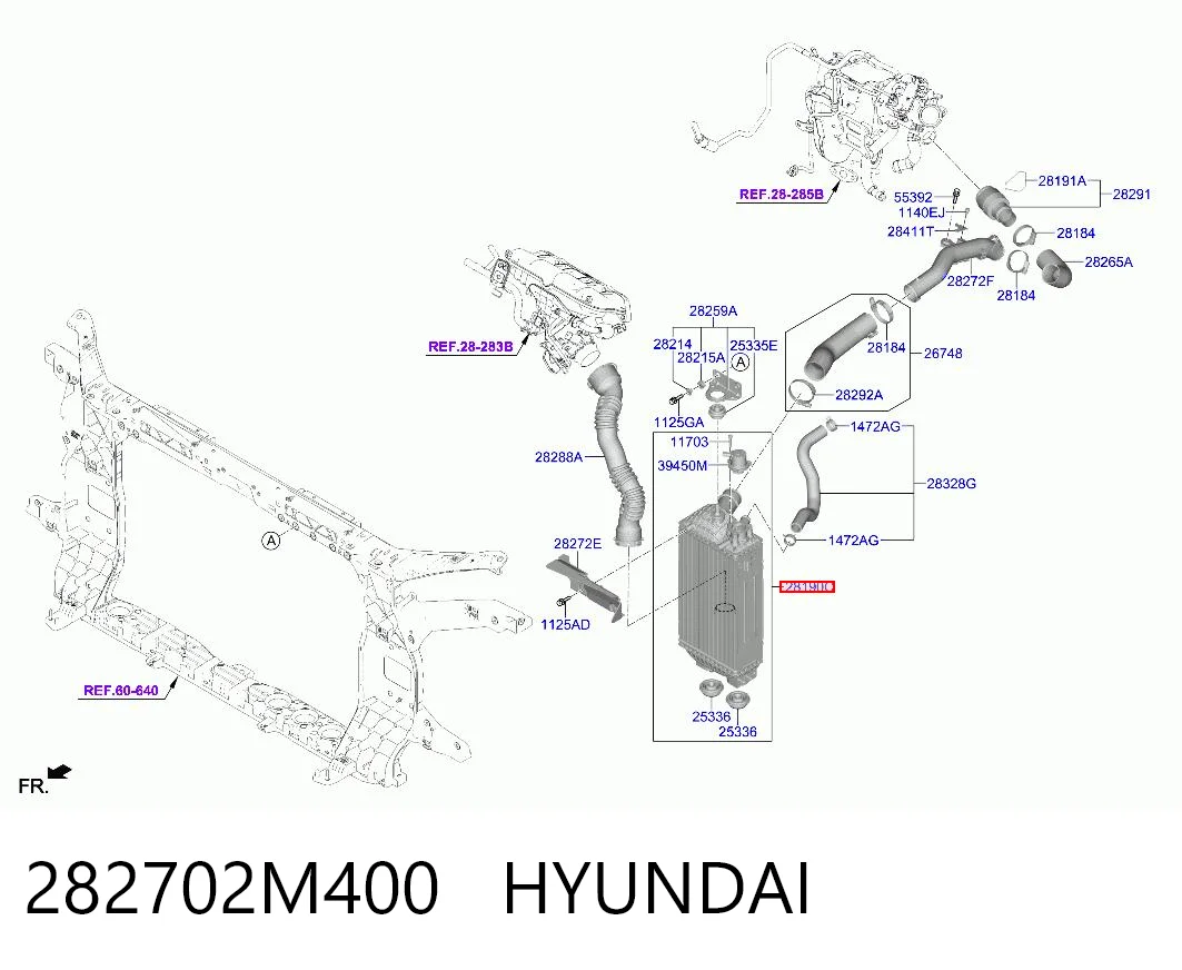282702M400 Hyundai/Kia Охолоджувач наддувочного повітря