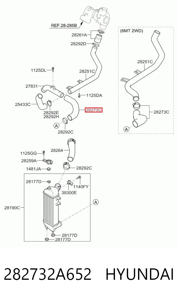 282732A652 Hyundai/Kia Трубка, що нагнітається