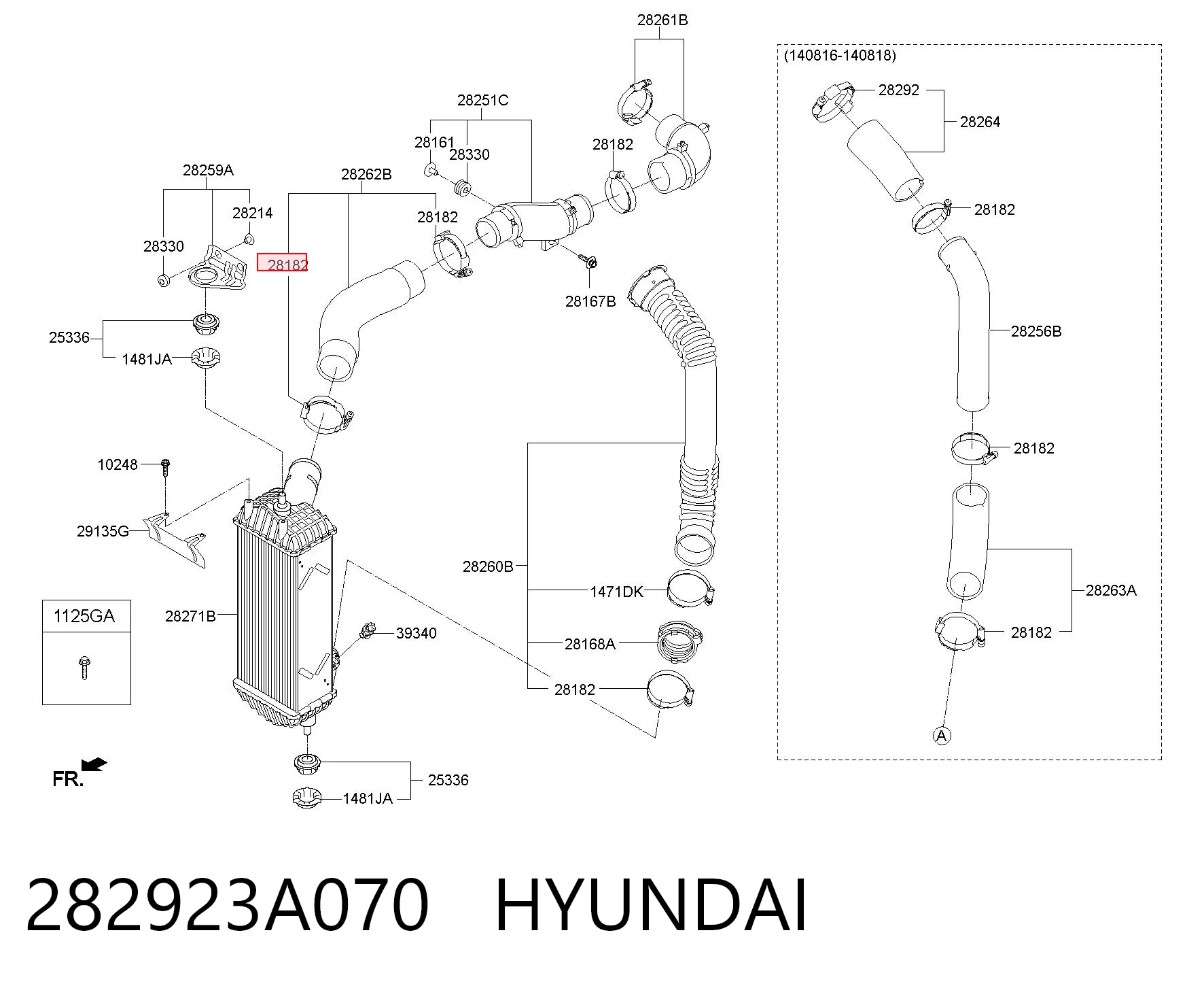 282923A070 Hyundai/Kia Хомут стяжний металевий, універсальний