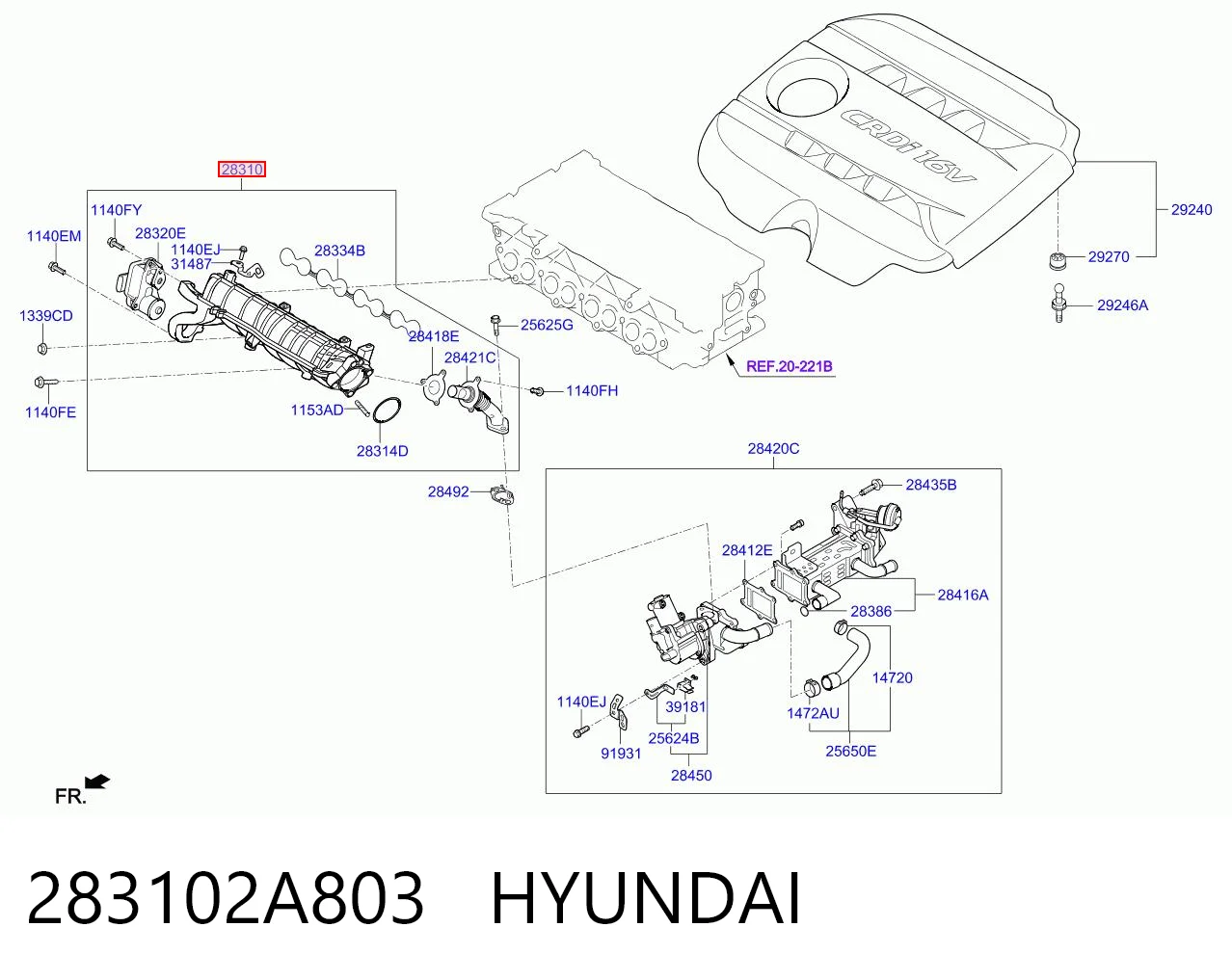 283102A803 Hyundai/Kia Колектор впускний