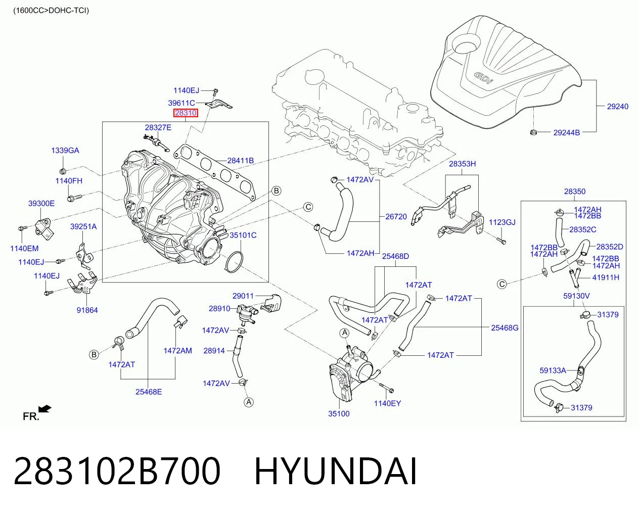 283102B700 Hyundai/Kia Колектор впускний