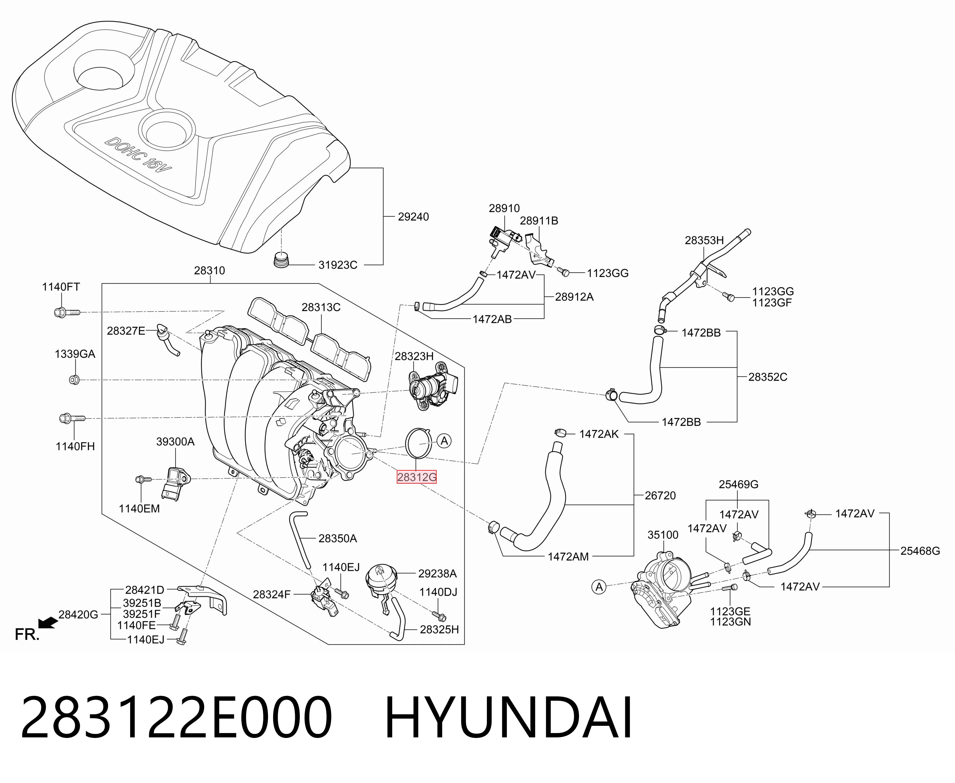 283122E000 Hyundai/Kia Прокладка дросельної заслінки