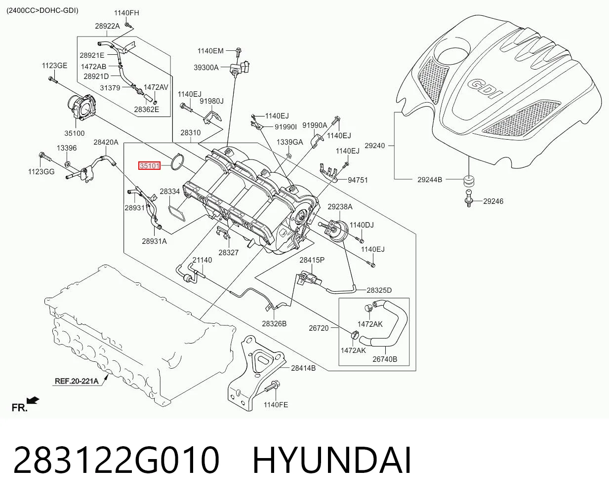 283122G010 Hyundai/Kia Прокладка дросельної заслінки