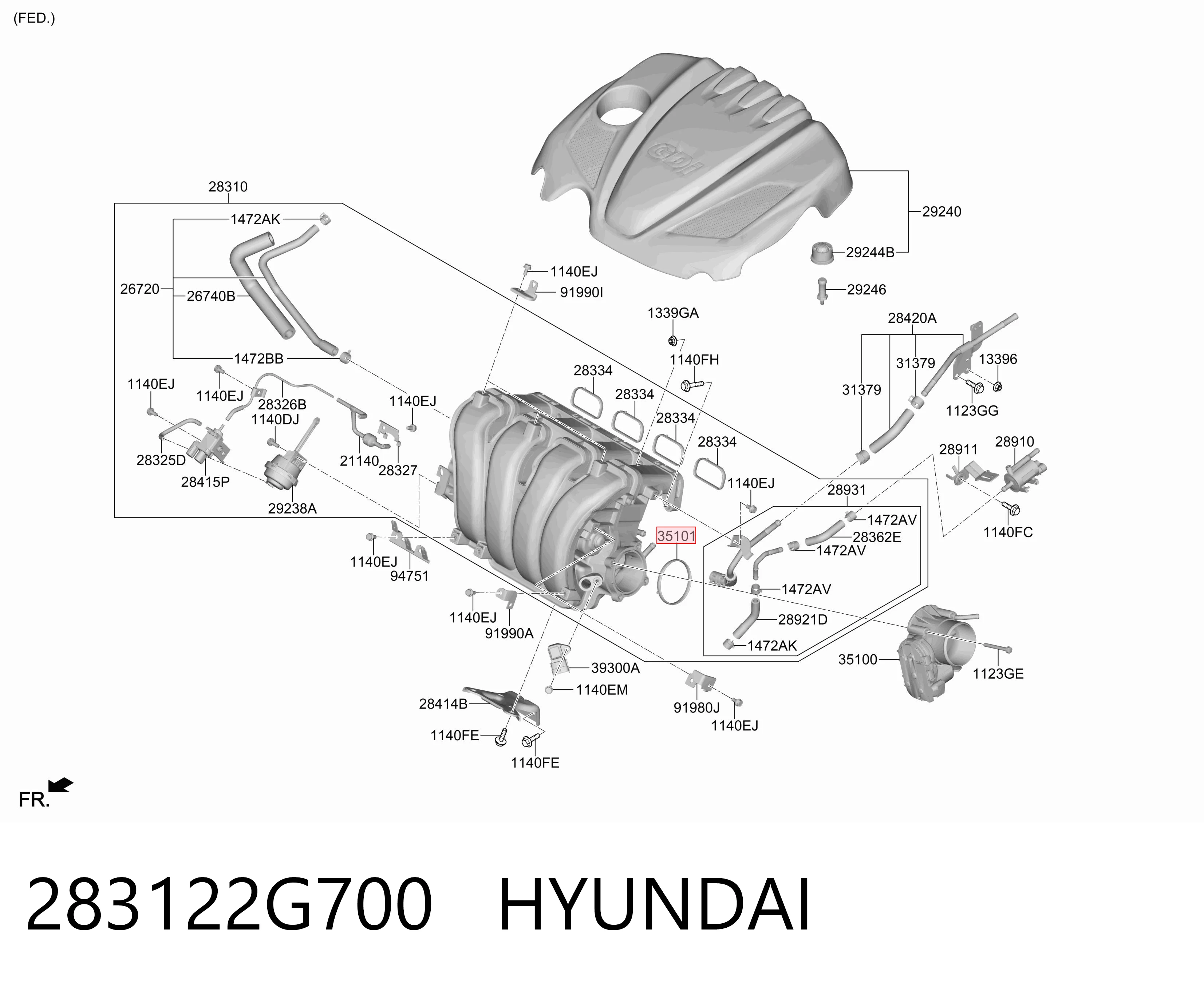283122G700 Hyundai/Kia Прокладка дросельної заслінки