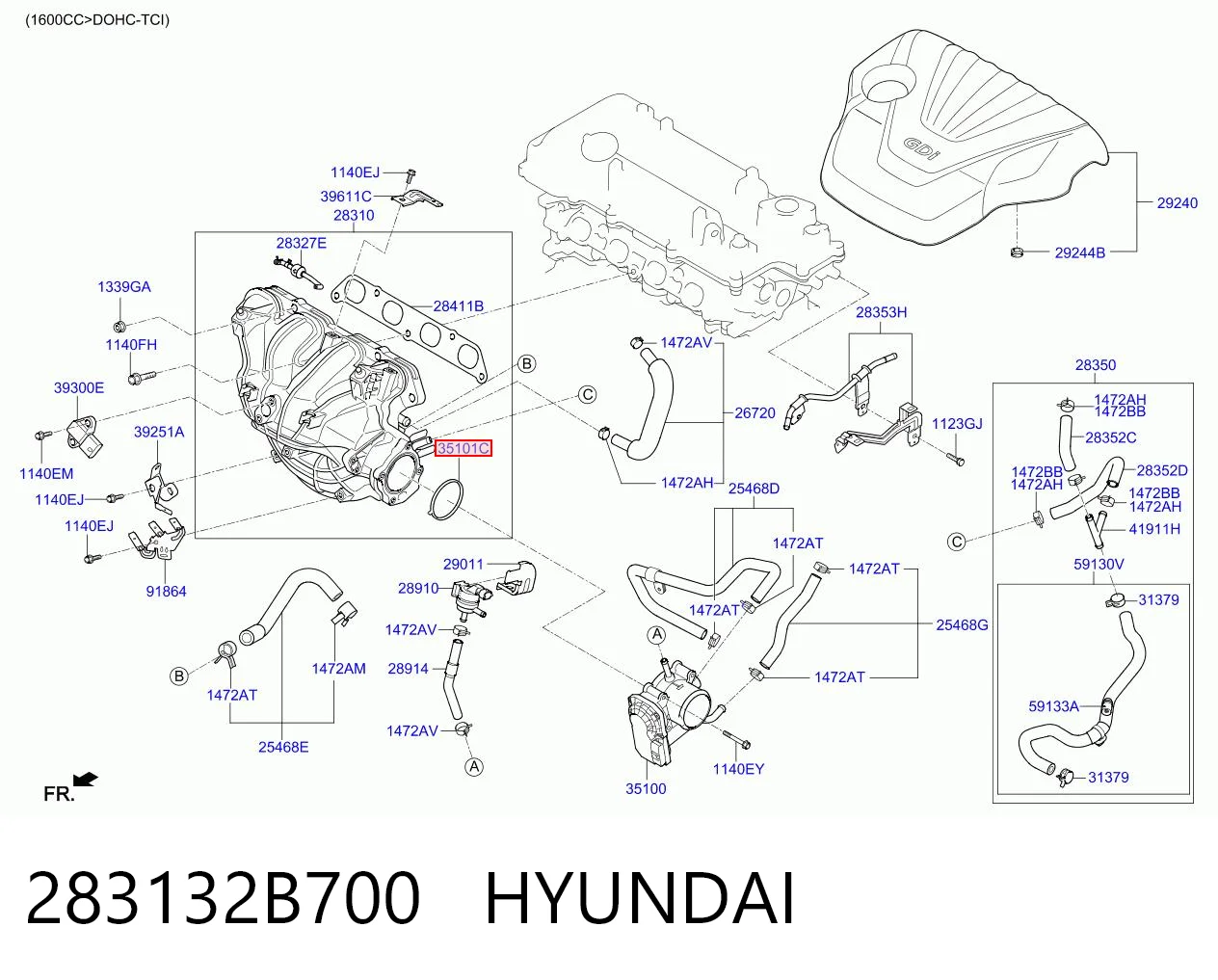 283132B700 Hyundai/Kia Дросільна заслінка в зборі