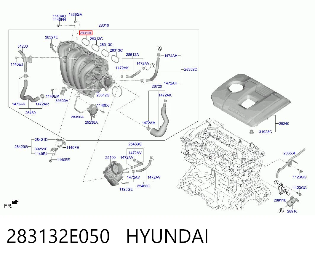 283132E050 Hyundai/Kia Прокладка впускного колектора