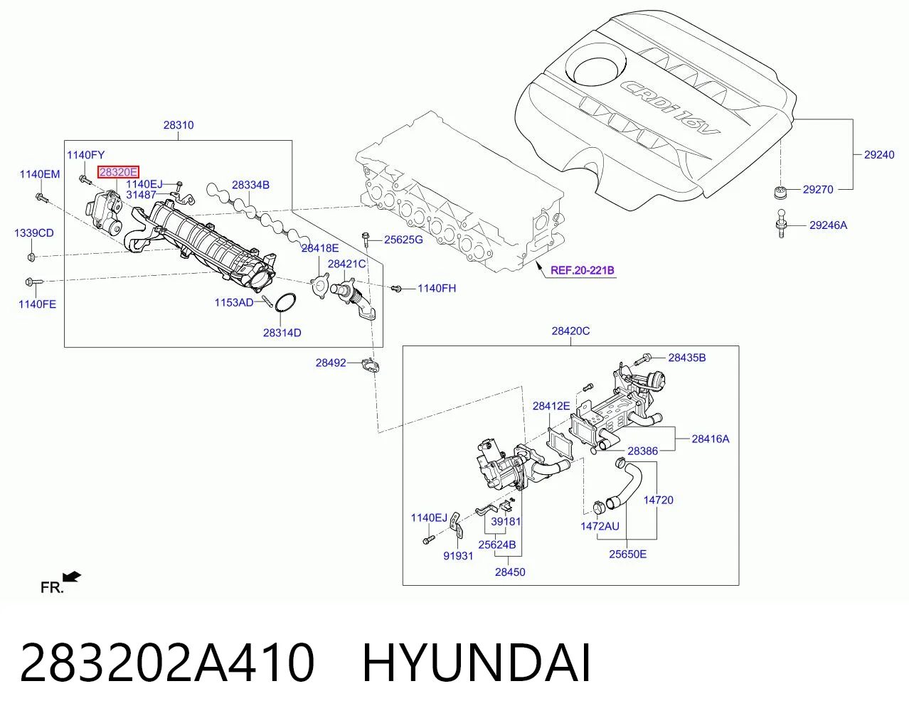 283202A410 Hyundai/Kia Форкамера (вихрова передкамера)