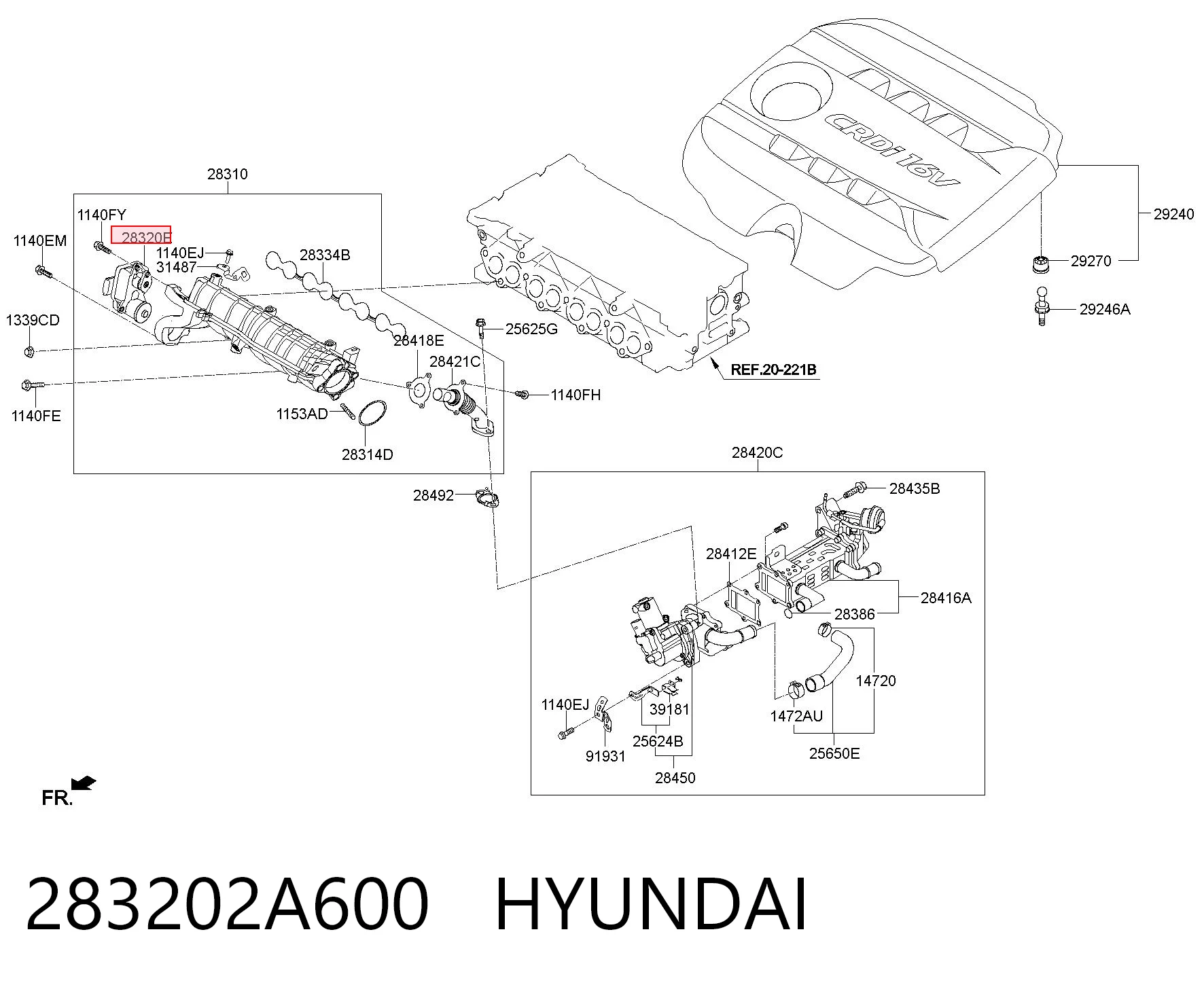 283202A600 Hyundai/Kia Клапан управління заслінкою впускного колектора