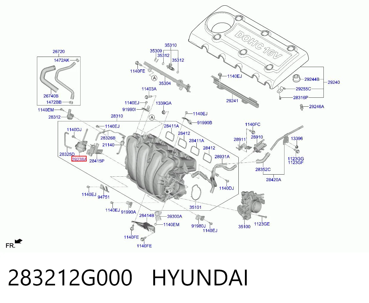 283212G000 Hyundai/Kia Клапан управління заслінкою впускного колектора