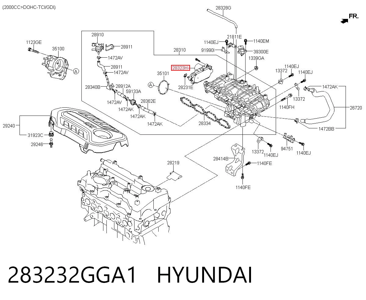 283232GGA1 Hyundai/Kia Клапан управління заслінкою впускного колектора