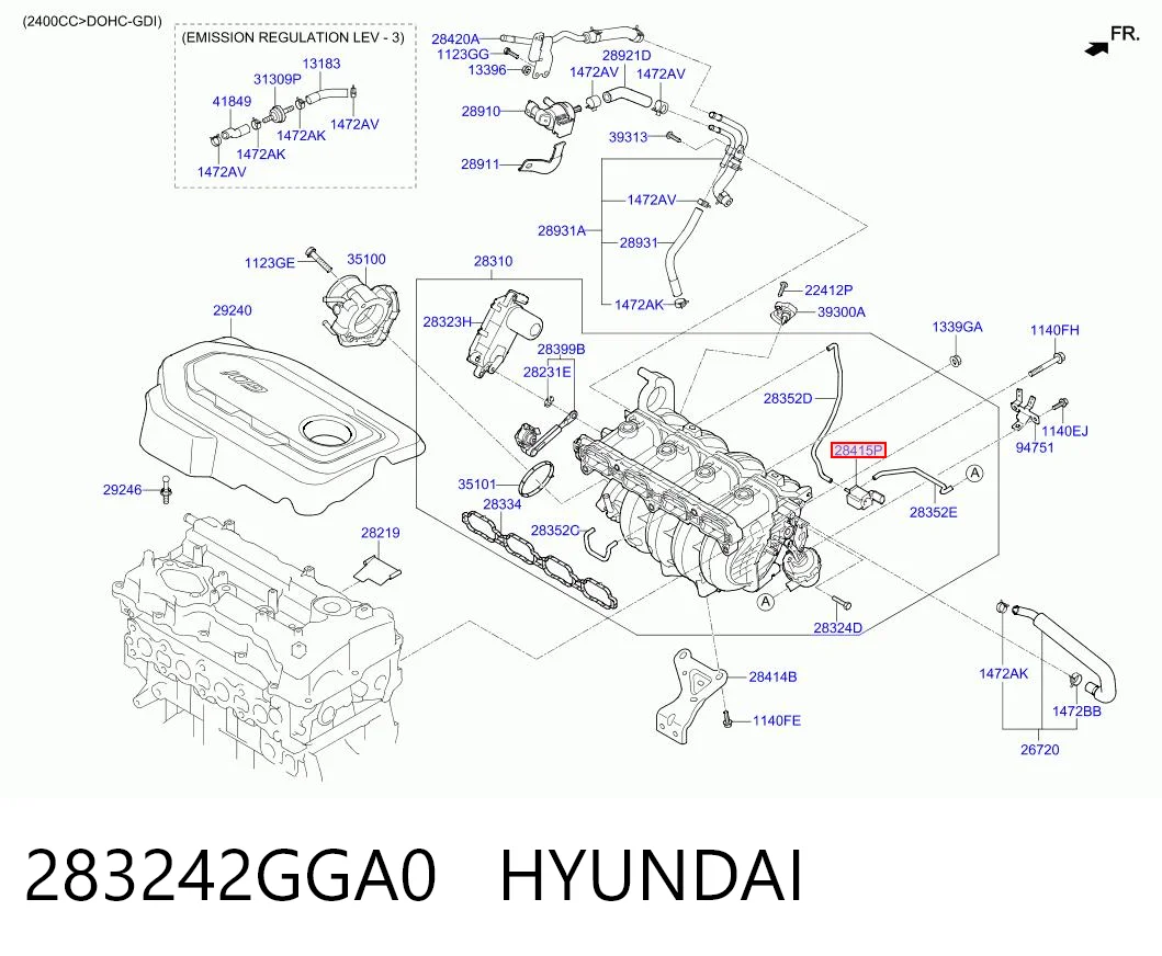 283242GGA0 Hyundai/Kia Клапан перетворювач тиску наддуву (соленоїд)