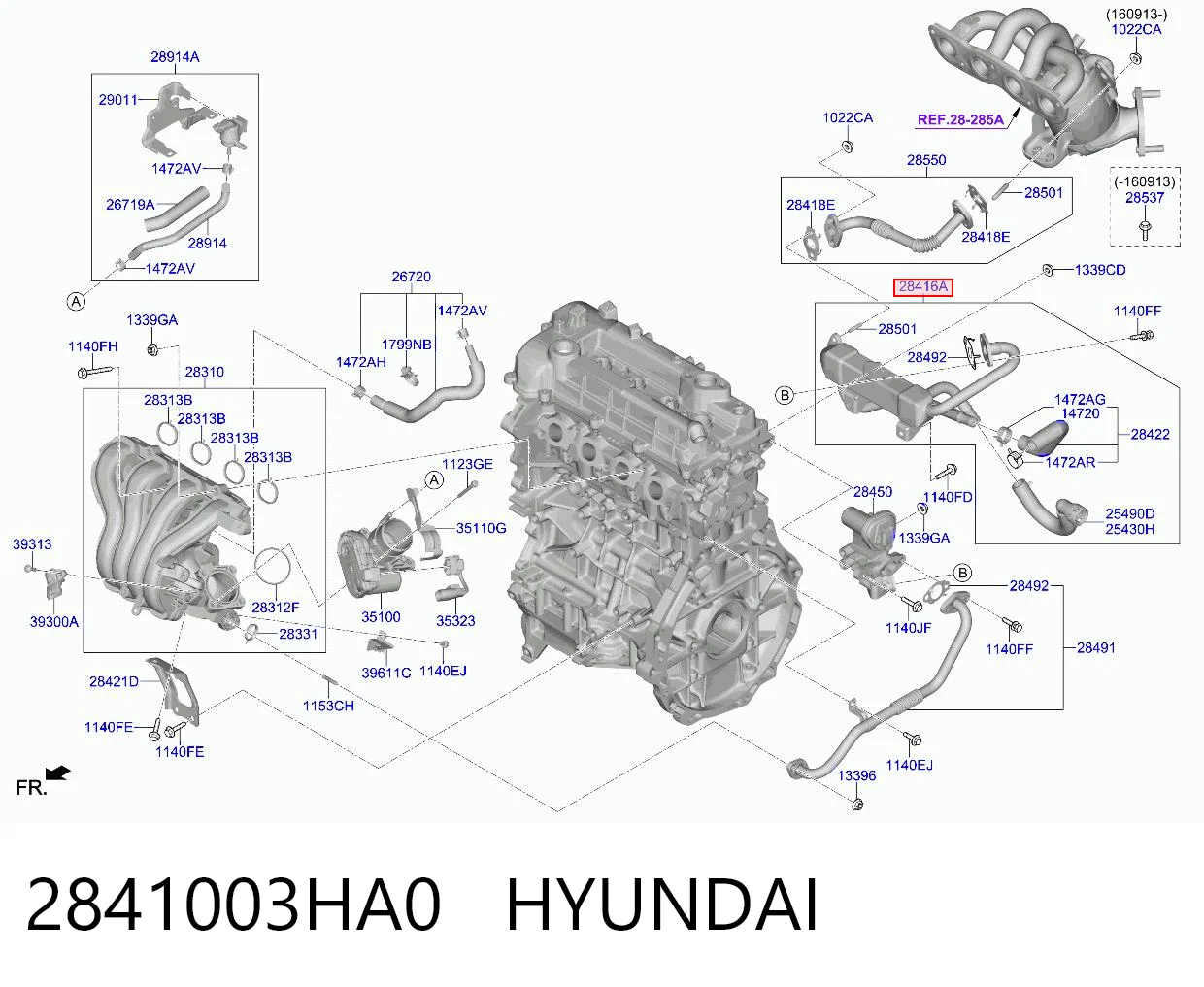 2841003HA0 Hyundai/Kia Радіатор системи EGR рециркуляції вихлопних газів