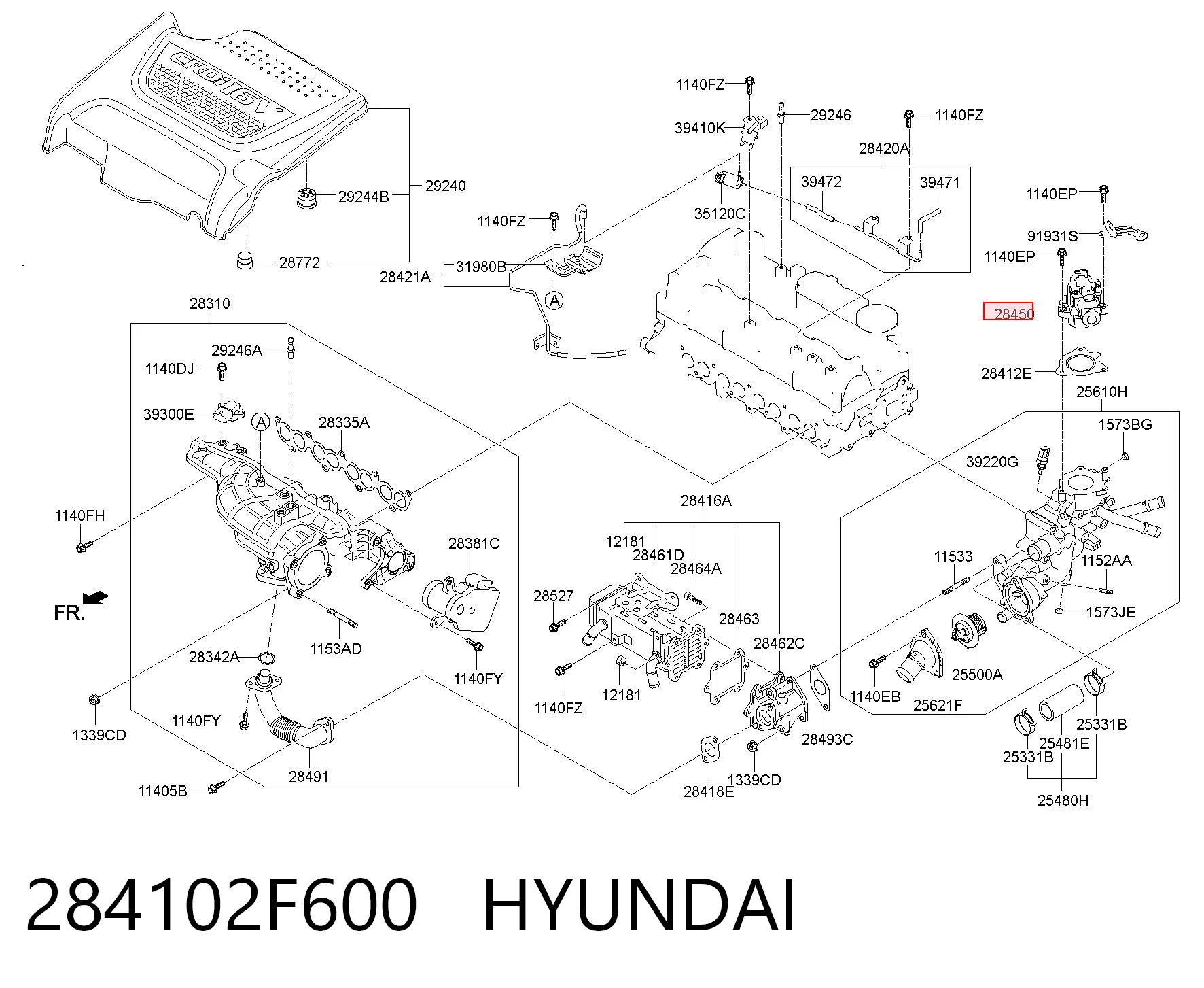 284102F600 Hyundai/Kia Клапан рециркуляції відпрацьованих газів EGR