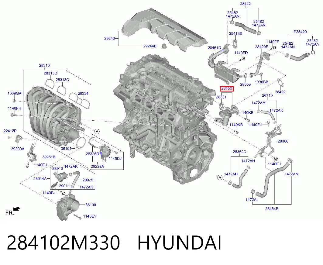 284102M330 Hyundai/Kia Клапан рециркуляції відпрацьованих газів EGR