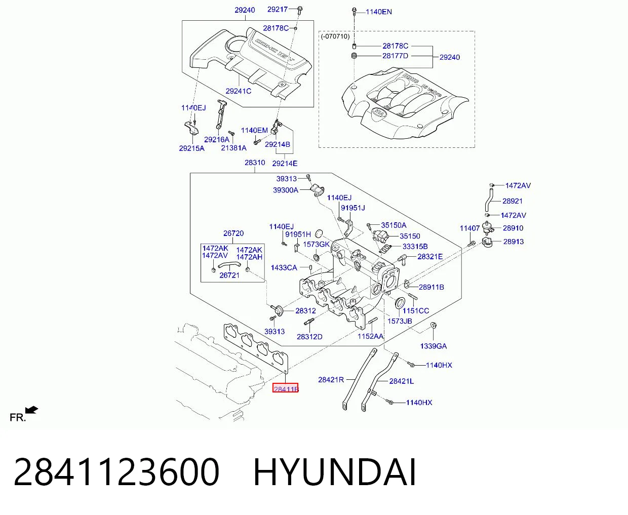 Купити Прокладка впускного колектора Hyundai Coupe II GK