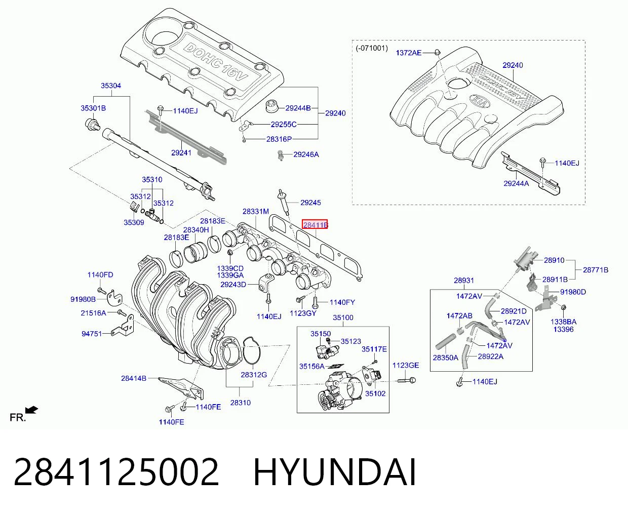 Прокладка впускного колектора Hyundai H-1 STAREX Starex автобус (TQ) (2007 - 2026) ціна, від 6.20 USD