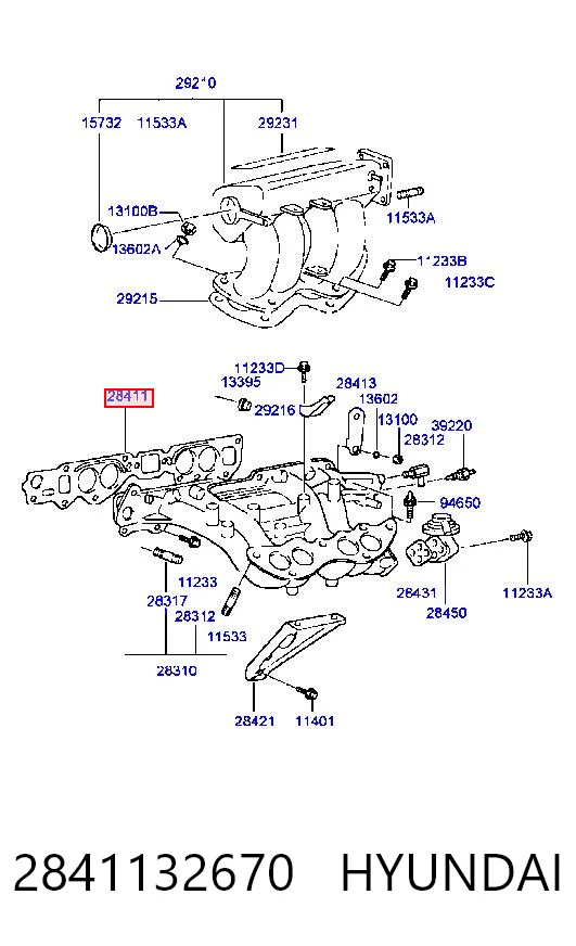 Прокладка впускного колектора на Hyundai H-1 STAREX Starex A1