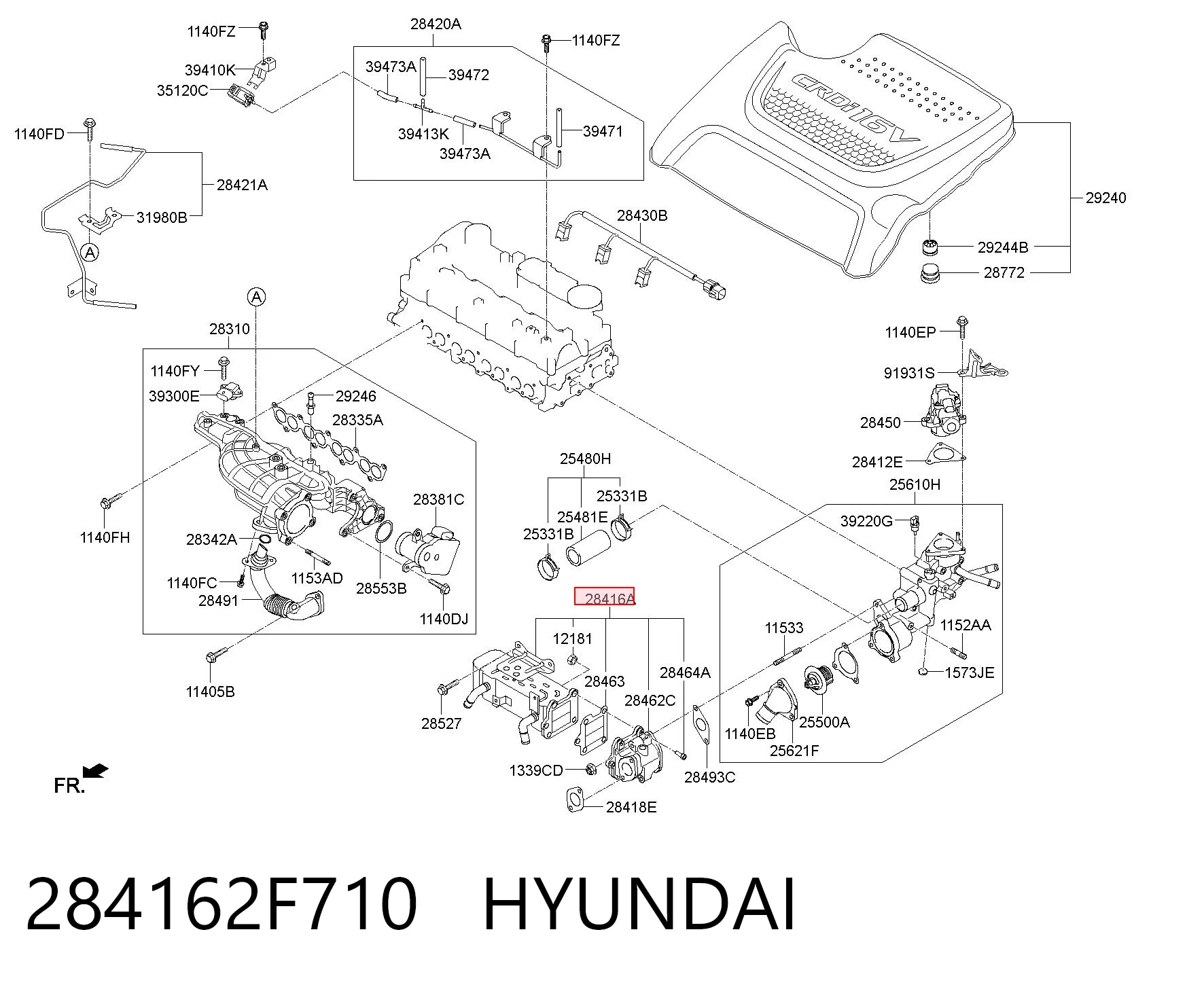 284162F710 Hyundai/Kia Радіатор системи EGR рециркуляції вихлопних газів