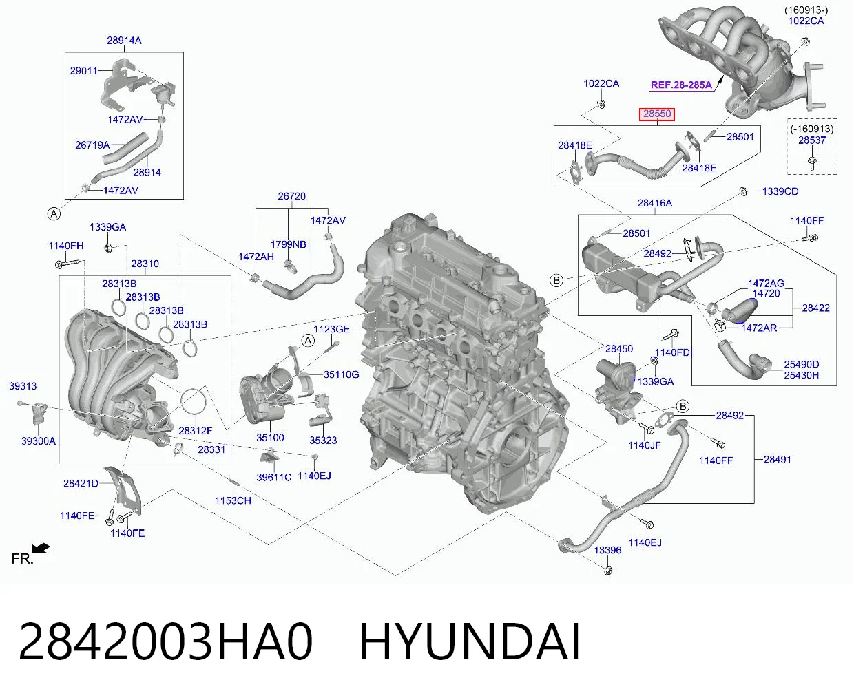 2842003HA0 Hyundai/Kia Патрубок системи рециркуляції ВГ