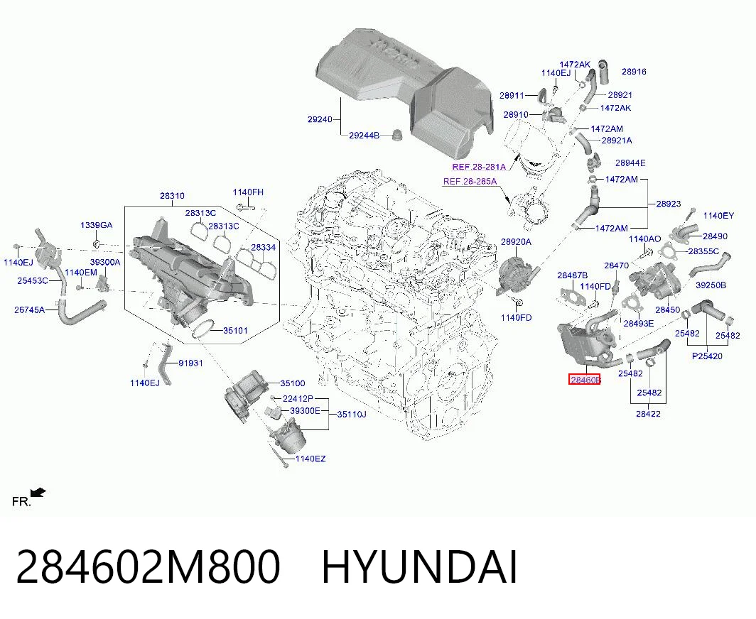 284602M800 Hyundai/Kia Радіатор системи EGR рециркуляції вихлопних газів