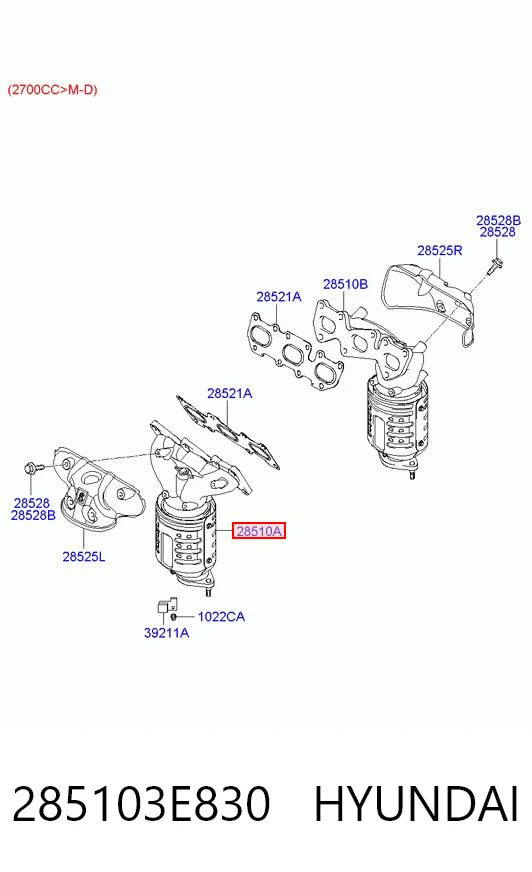 285103E830 Hyundai/Kia Колектор випускний, лівий