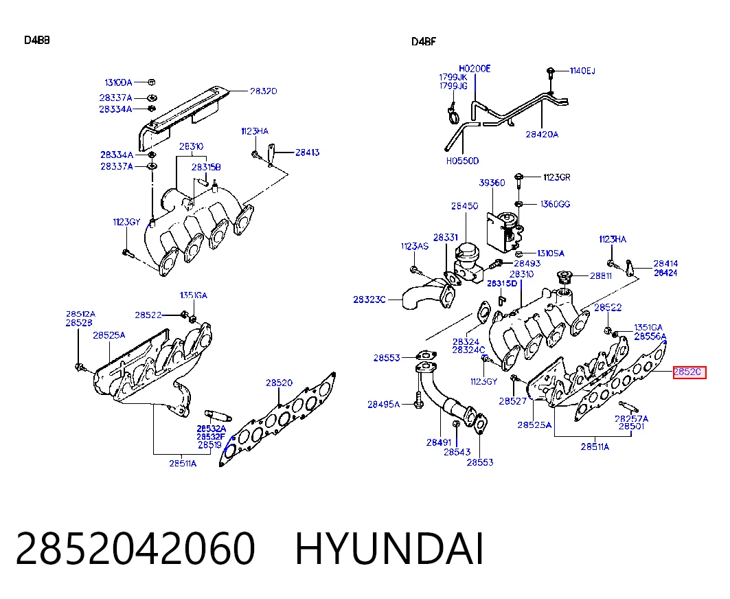 Прокладка колектора на Hyundai Terracan  HP