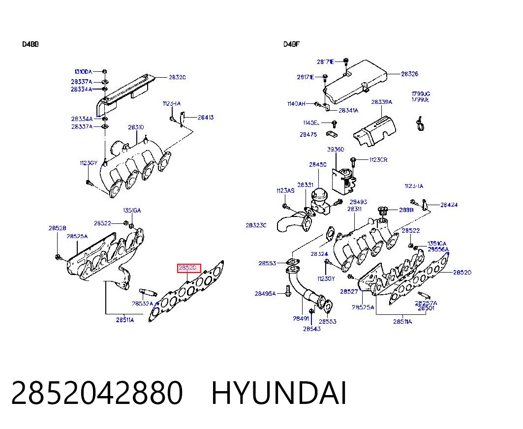 Прокладка випускного колектора Hyundai Terracan позашляховик (HP) (2001 - 2006) ціна, від 3.74 USD