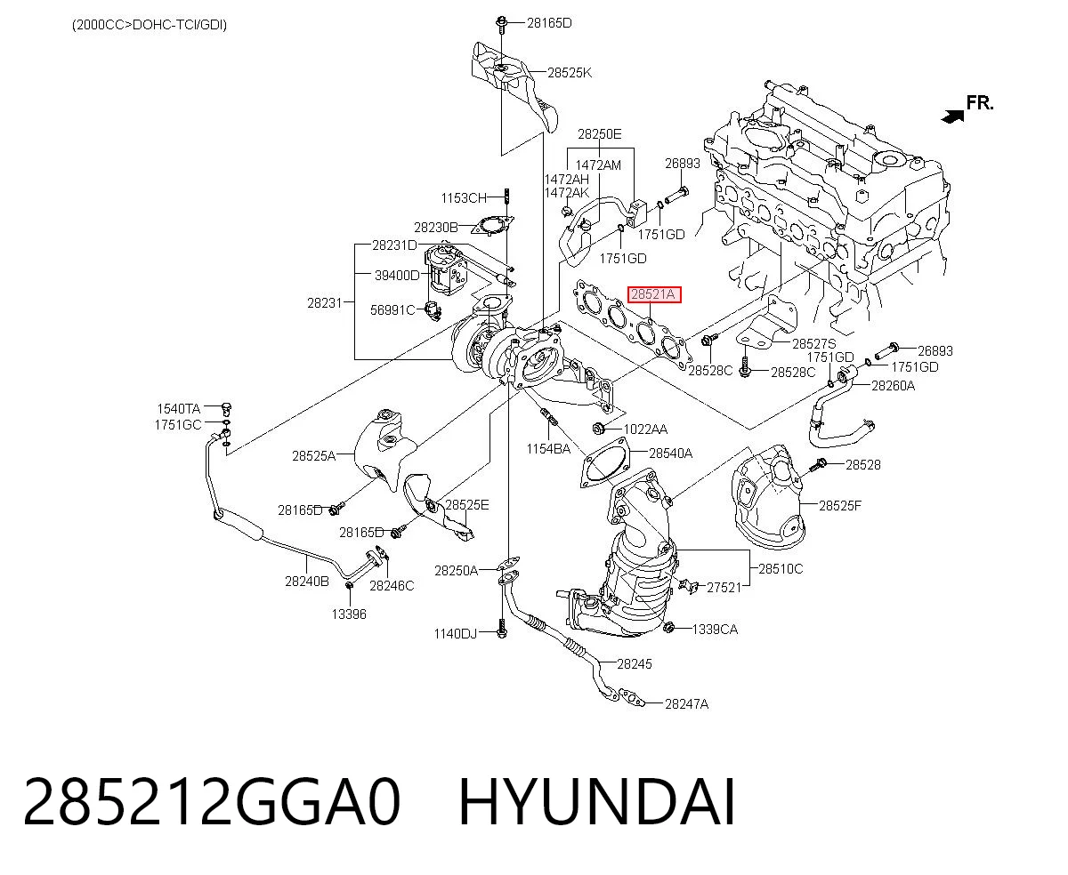 285212GGA0 Hyundai/Kia Прокладка випускного колектора