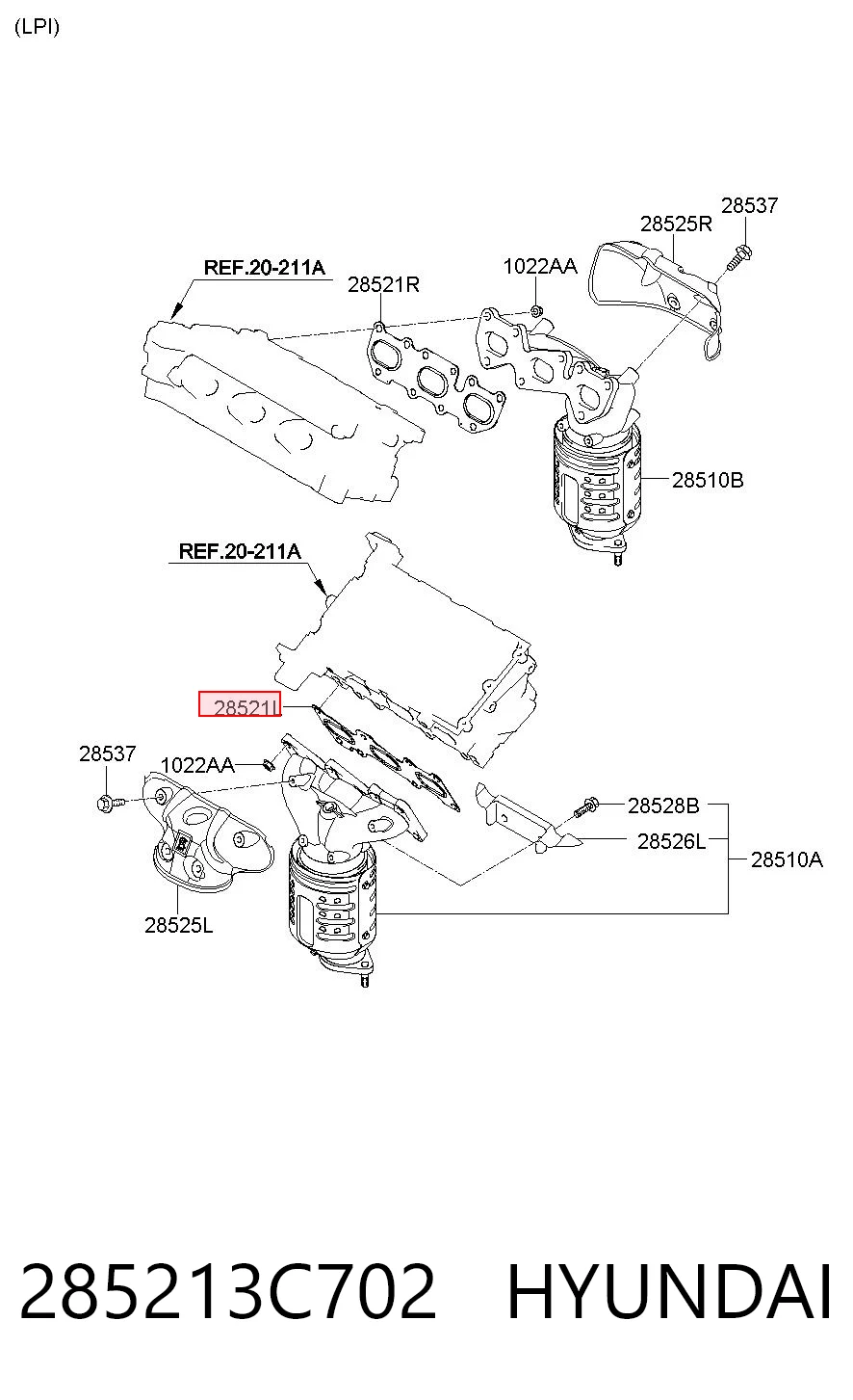 285213C702 Hyundai/Kia Прокладка випускного колектора, ліва