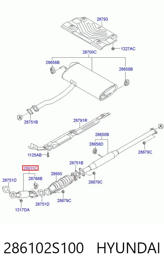 286102S100 Hyundai/Kia Глушник передній