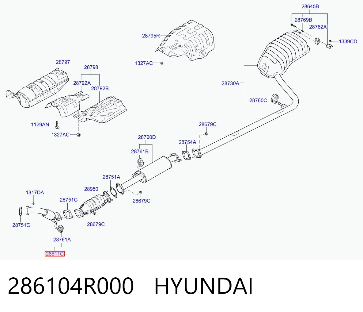 286104R000 Hyundai/Kia Труба приймальна (штани) глушника, передня