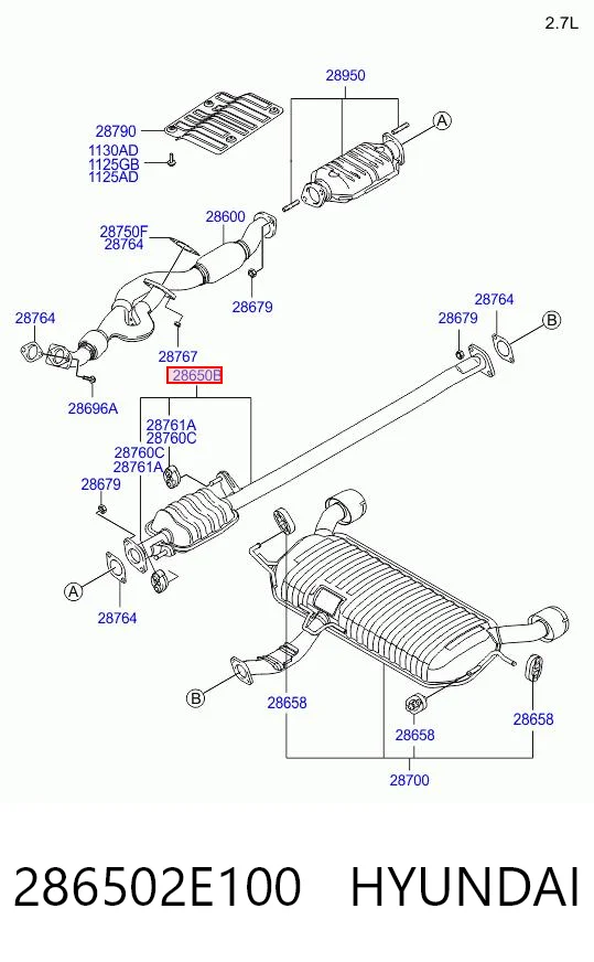 Система випуску газів двигуна на Hyundai Tucson I JM