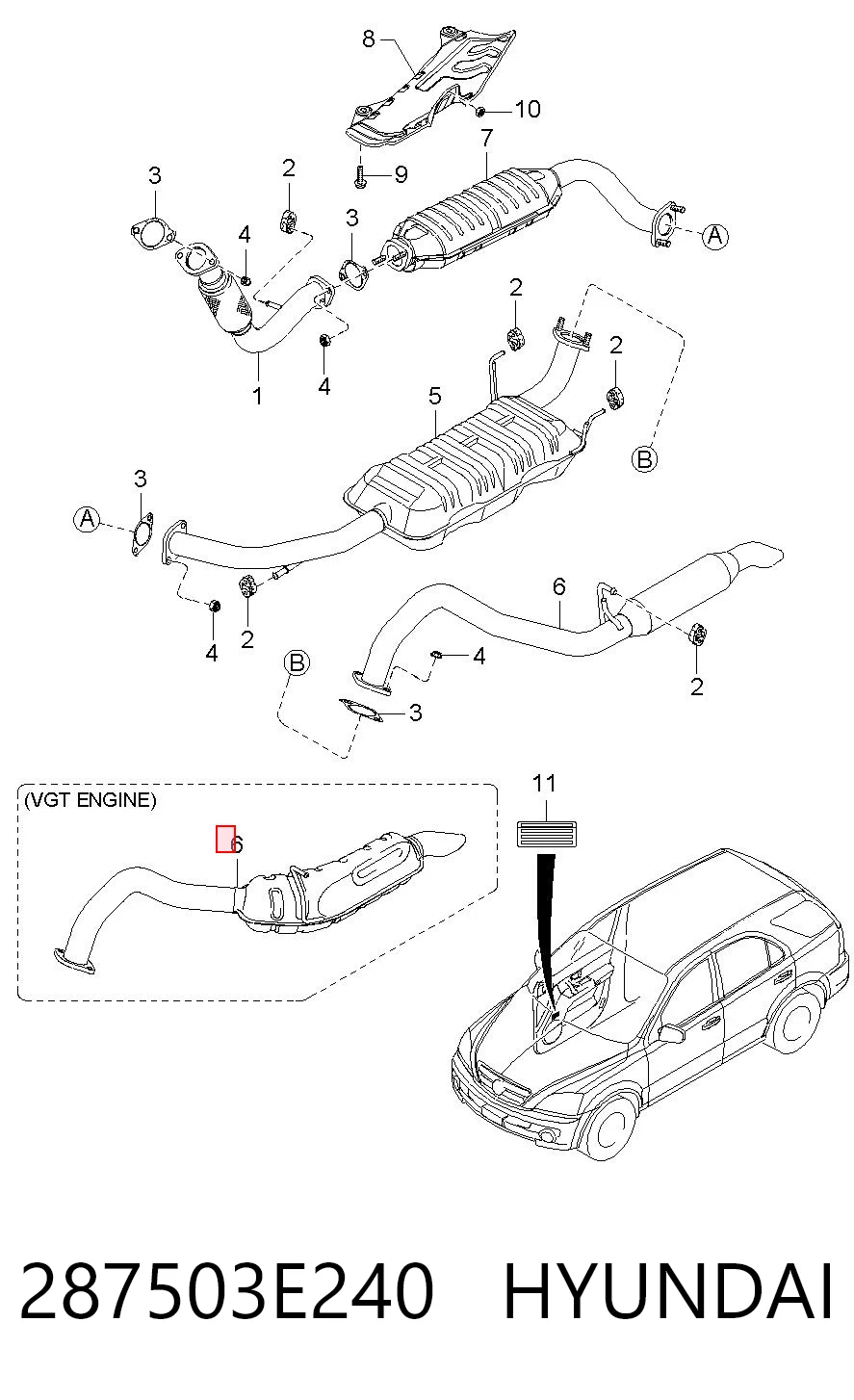 Вихлоп KIA Sorento I позашляховик (JC) (2006 - 2011) ціна, від 22.68 USD