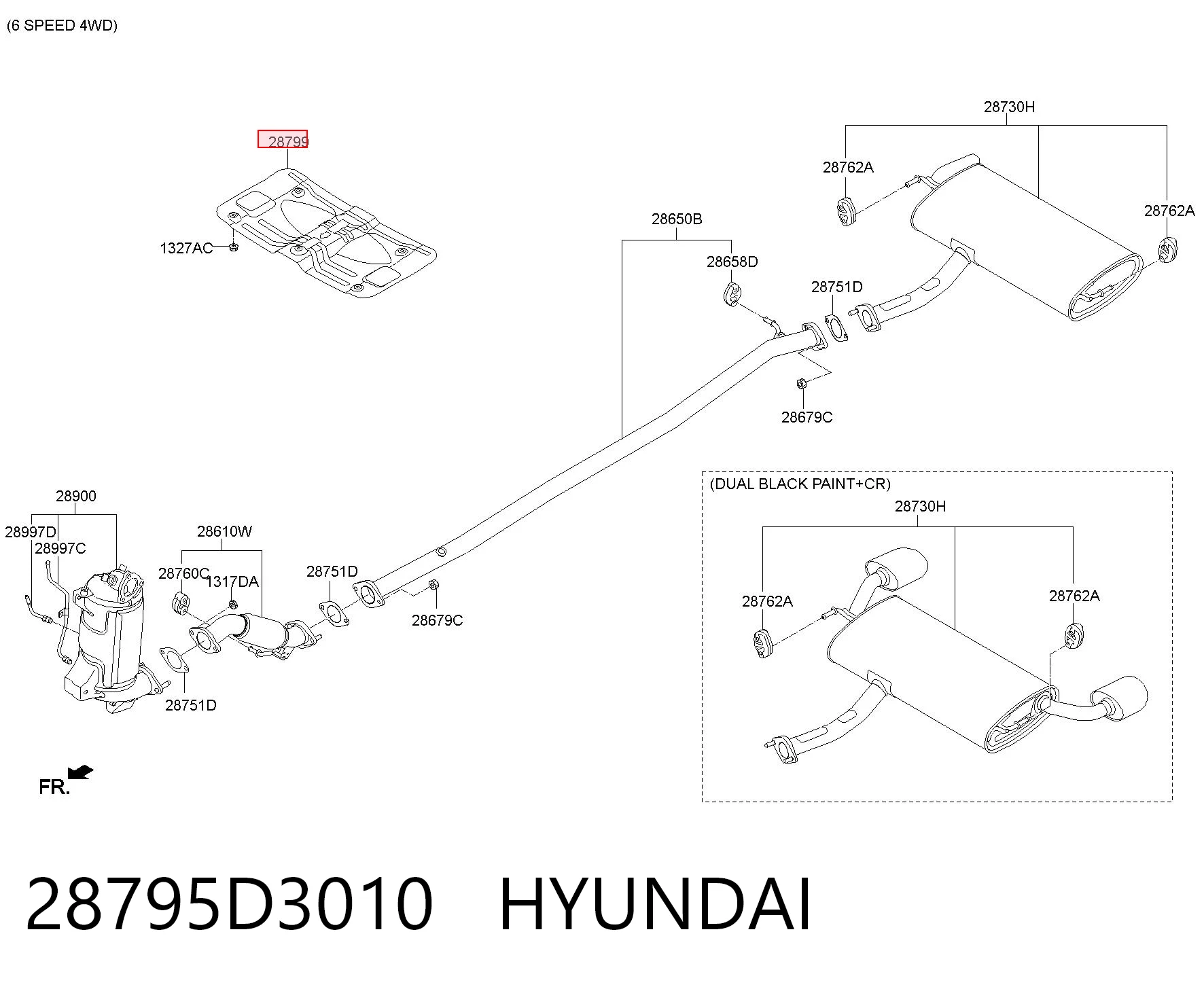 28795D3010 Hyundai/Kia Захист (тепловий екран) вихлопної системи