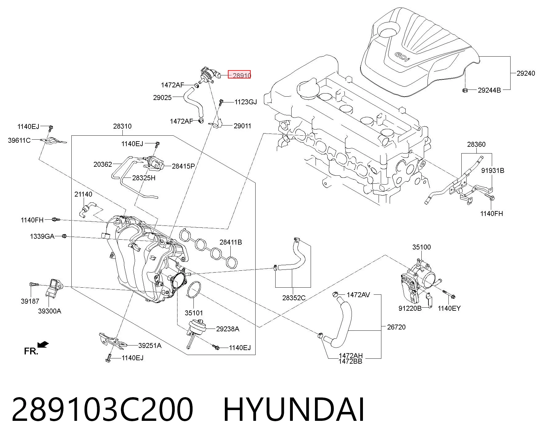 289103C200 Hyundai/Kia Система управління парами палива