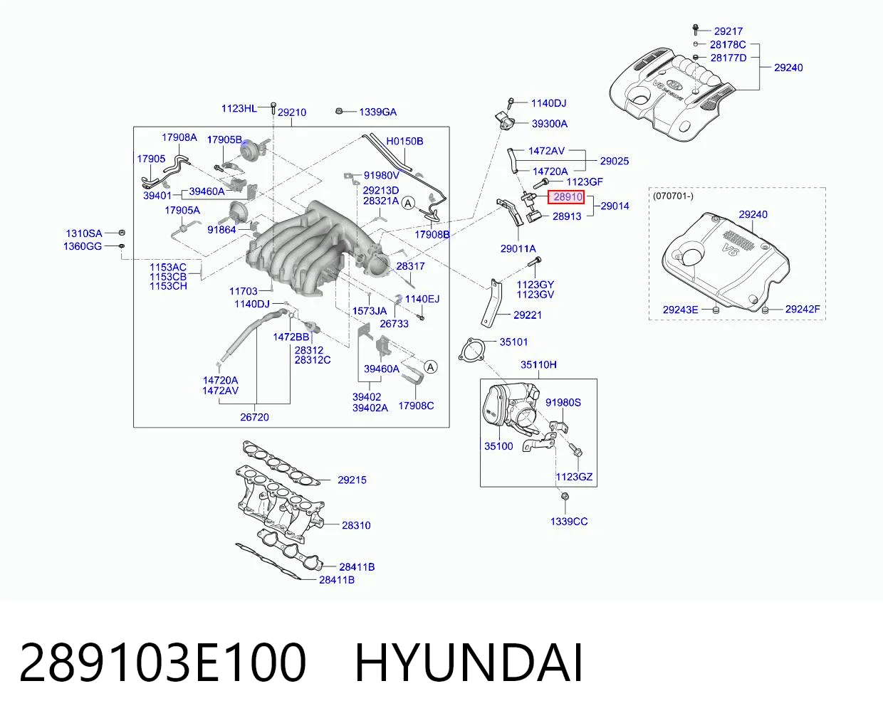 289103E100 Hyundai/Kia Клапан продувки каталізатора