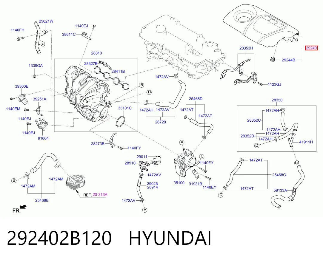 292402B120 Hyundai/Kia Екран двигуна