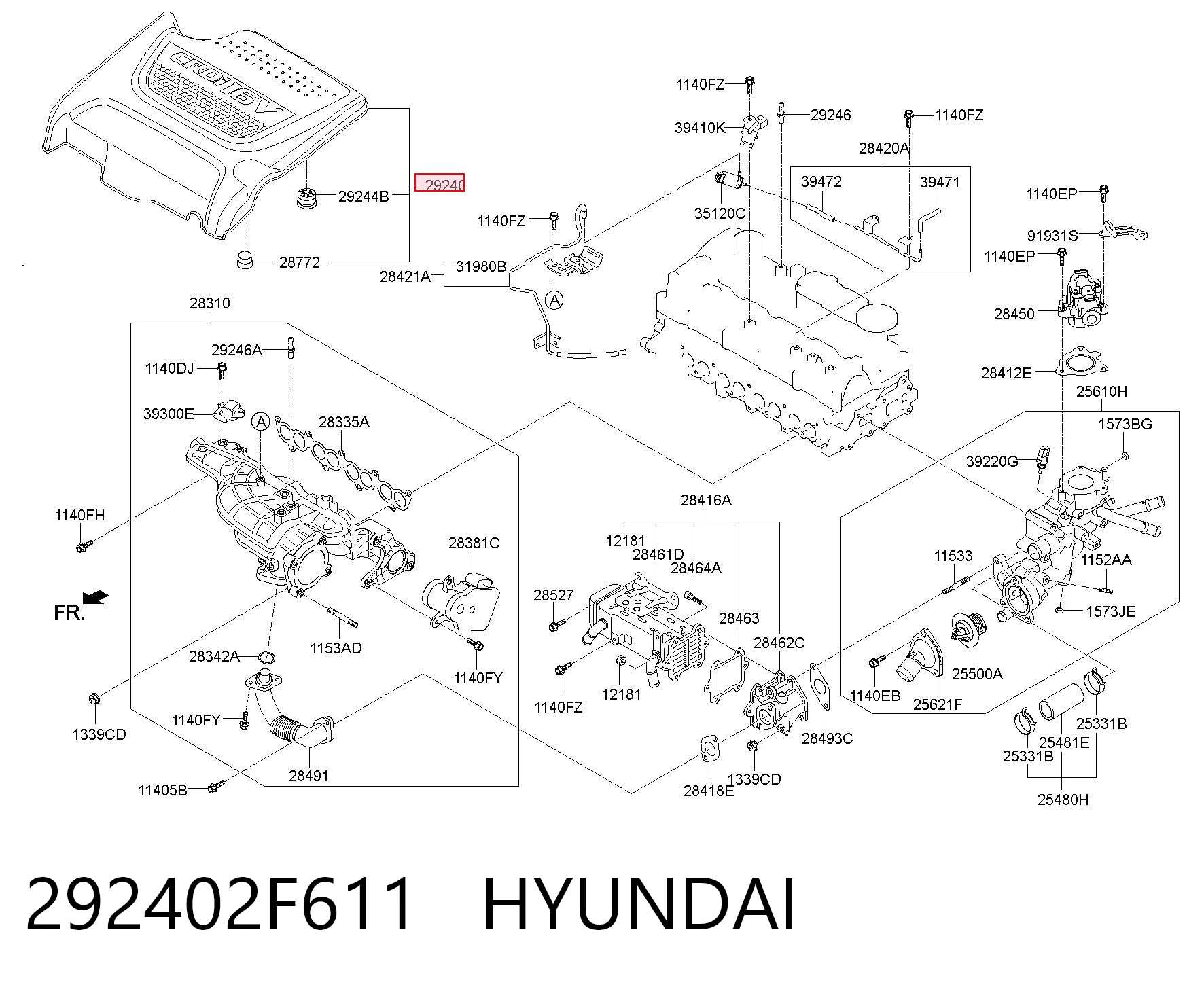 292402F611 Hyundai/Kia Екран двигуна