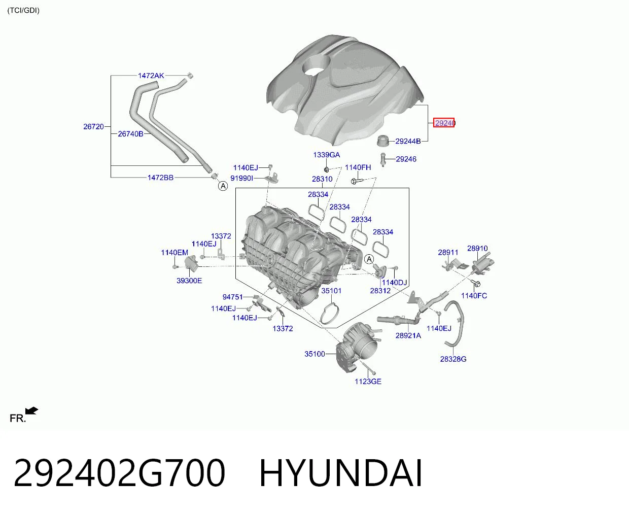 292402G700 Hyundai/Kia Екран двигуна