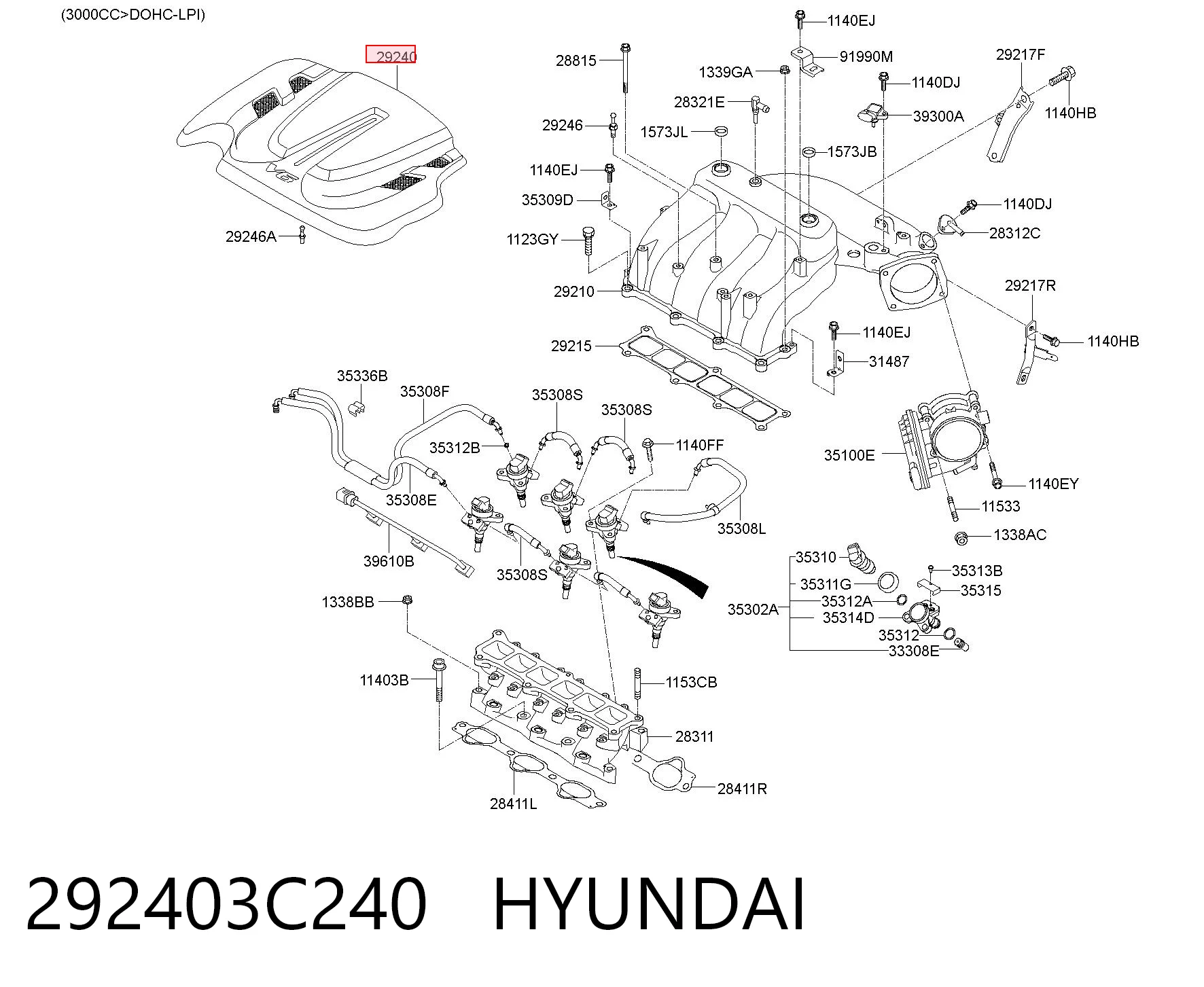 292403C240 Hyundai/Kia Екран двигуна