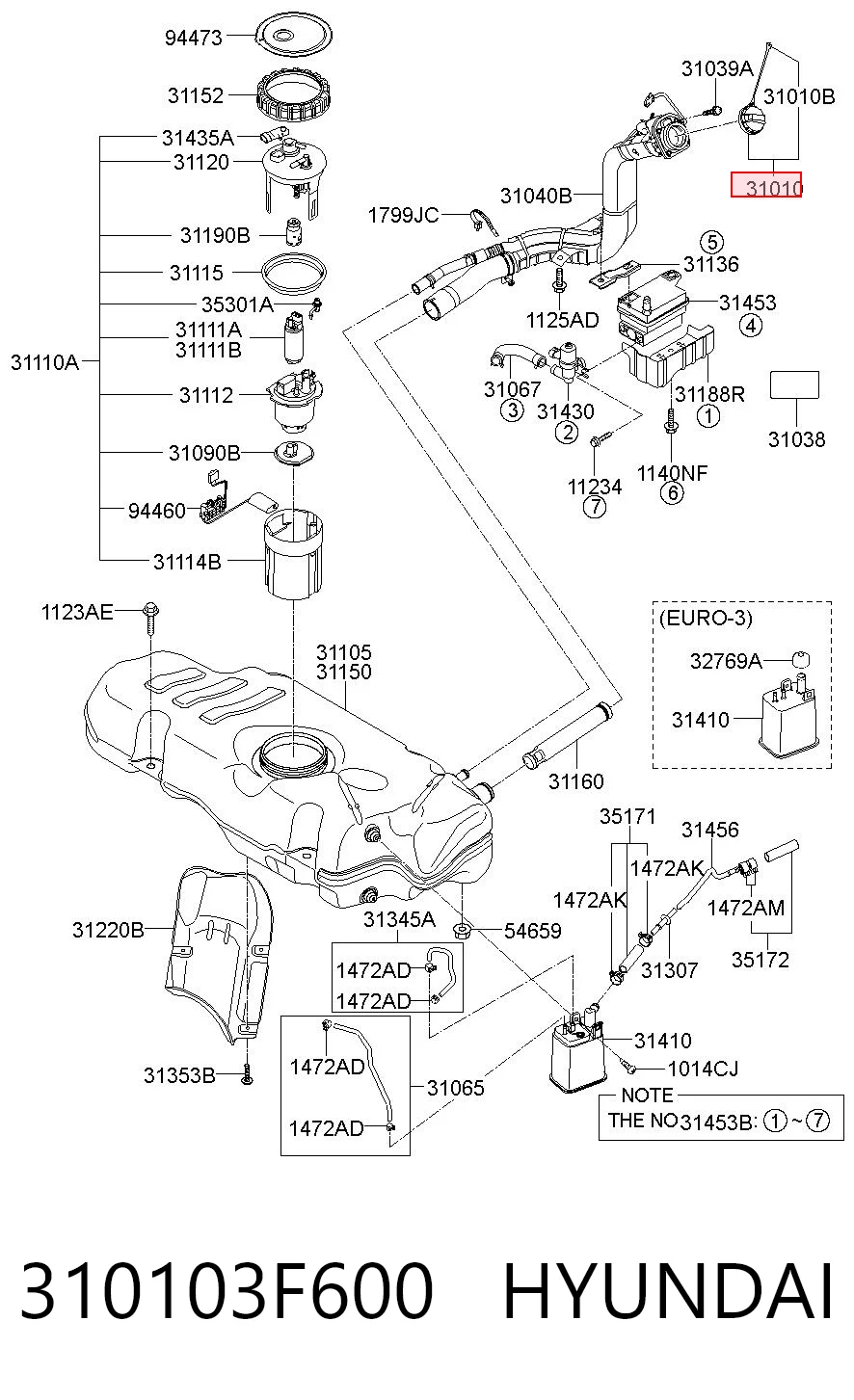 310103F600 Hyundai/Kia Кришка / пробка бензобака