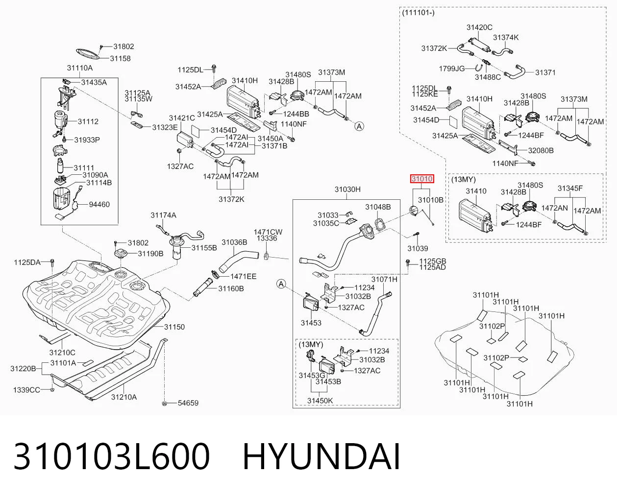 310103L600 Hyundai/Kia Кришка / пробка бензобака