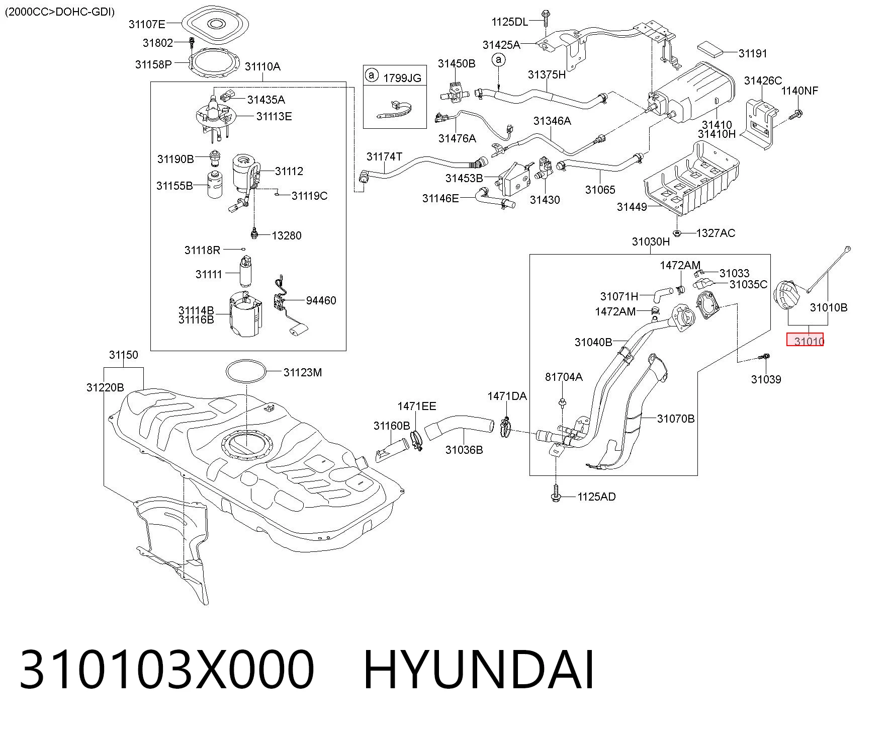 310103X000 Hyundai/Kia Кришка / пробка бензобака