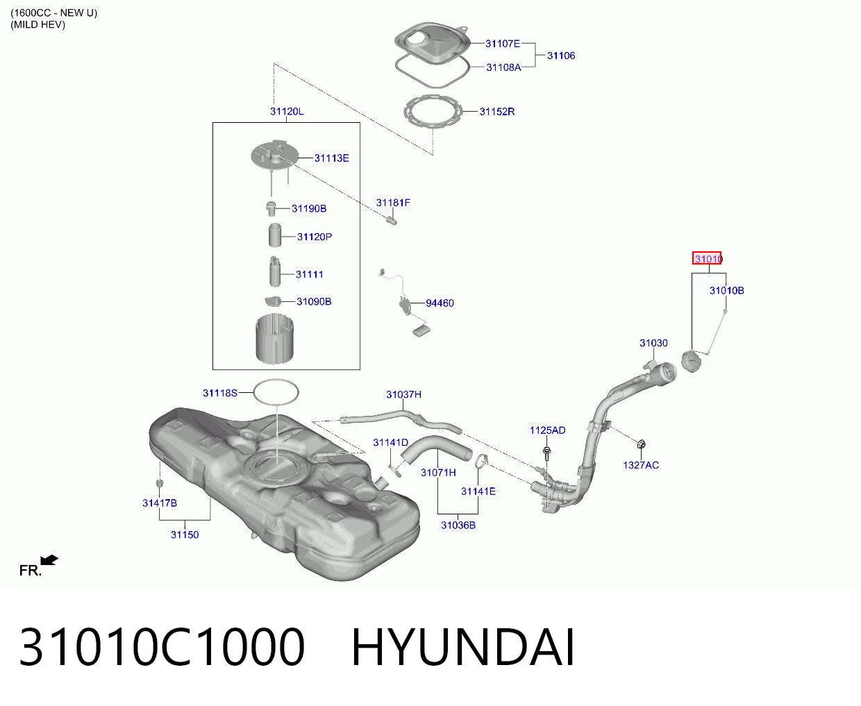 31010C1000 Hyundai/Kia Кришка / пробка бензобака