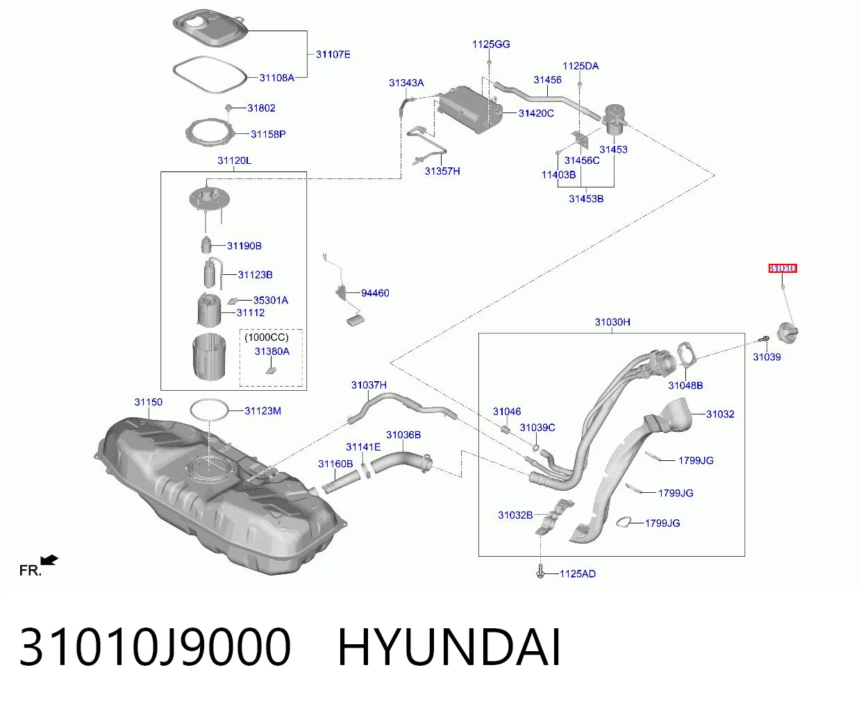 31010J9000 Hyundai/Kia Кришка / пробка бензобака