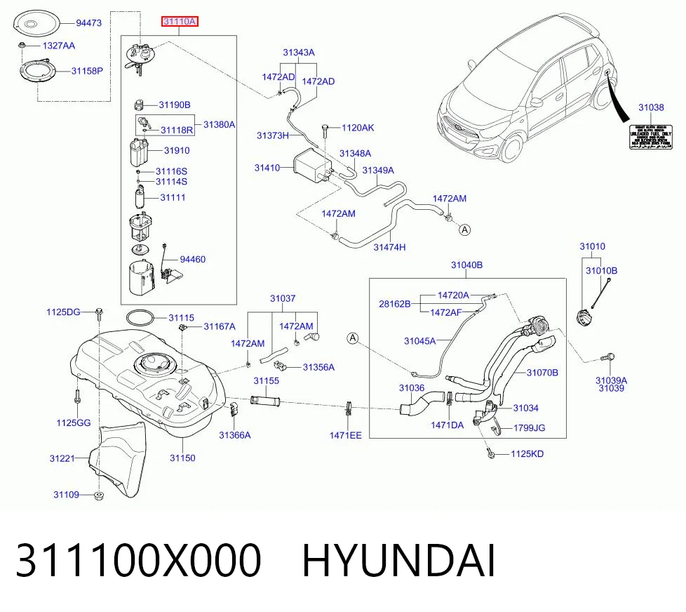 Електробензонасос на Hyundai I10  PA