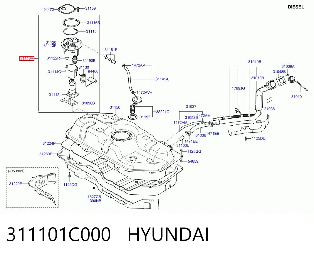 311101C000 Hyundai/Kia Електробензонасос