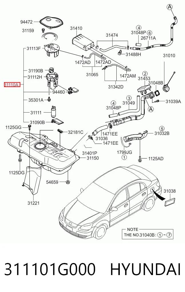 311101G000 Hyundai/Kia Електробензонасос